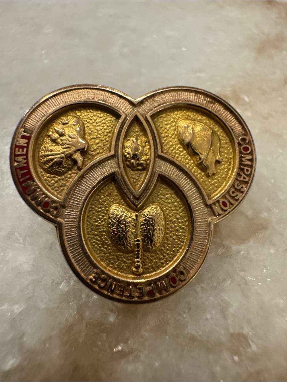 Vintage Jostens 10K Gold Filled Medical Pin Heart Lungs Brain Compassion Compete